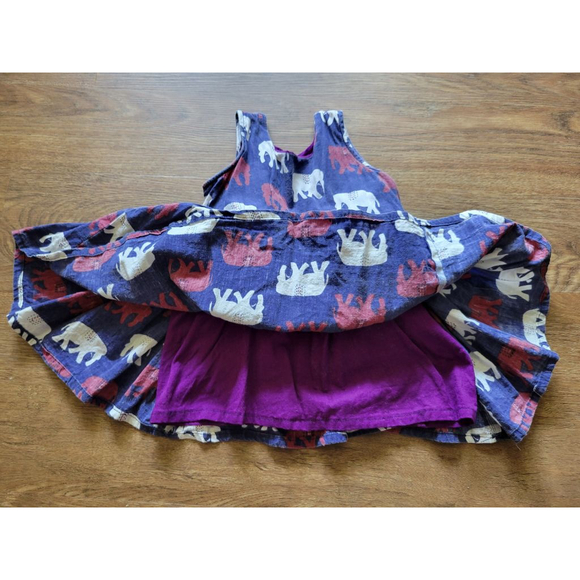 Girls Elephant Pattern Lined Sundress Set 12mos - Picture 5 of 8